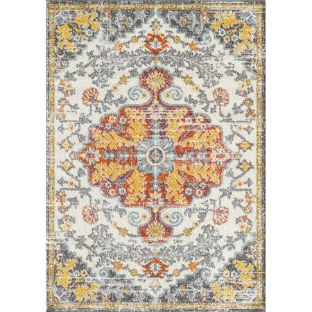 WALL-TO-WALL 5 x 7 ft. Hanalei Collection Power Loom Machine Made Freya Yellow Oriental Rectangle Rug WA2437156